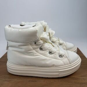 New Womens Converse CTAS Elements Ivory Nylon Platform Mid Snow Boots Size 8.5 M